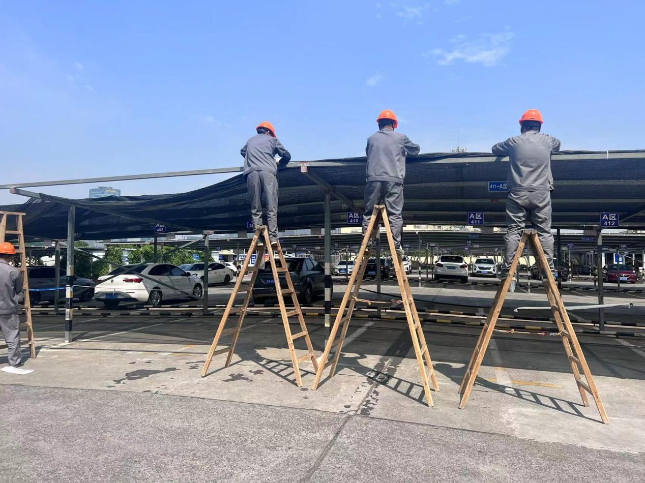 钱江商城停车场替换遮阳网助力效劳再提升